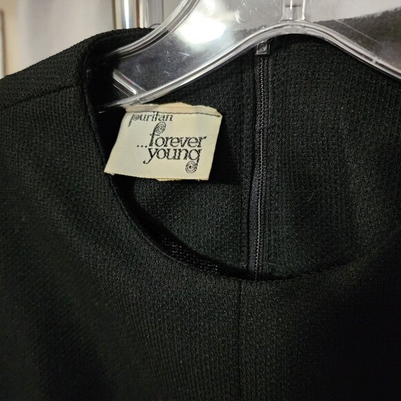 Vintage Puritan...Forever Young  Black Crew Neck Dress Metal Back Zip - Picture 3 of 7